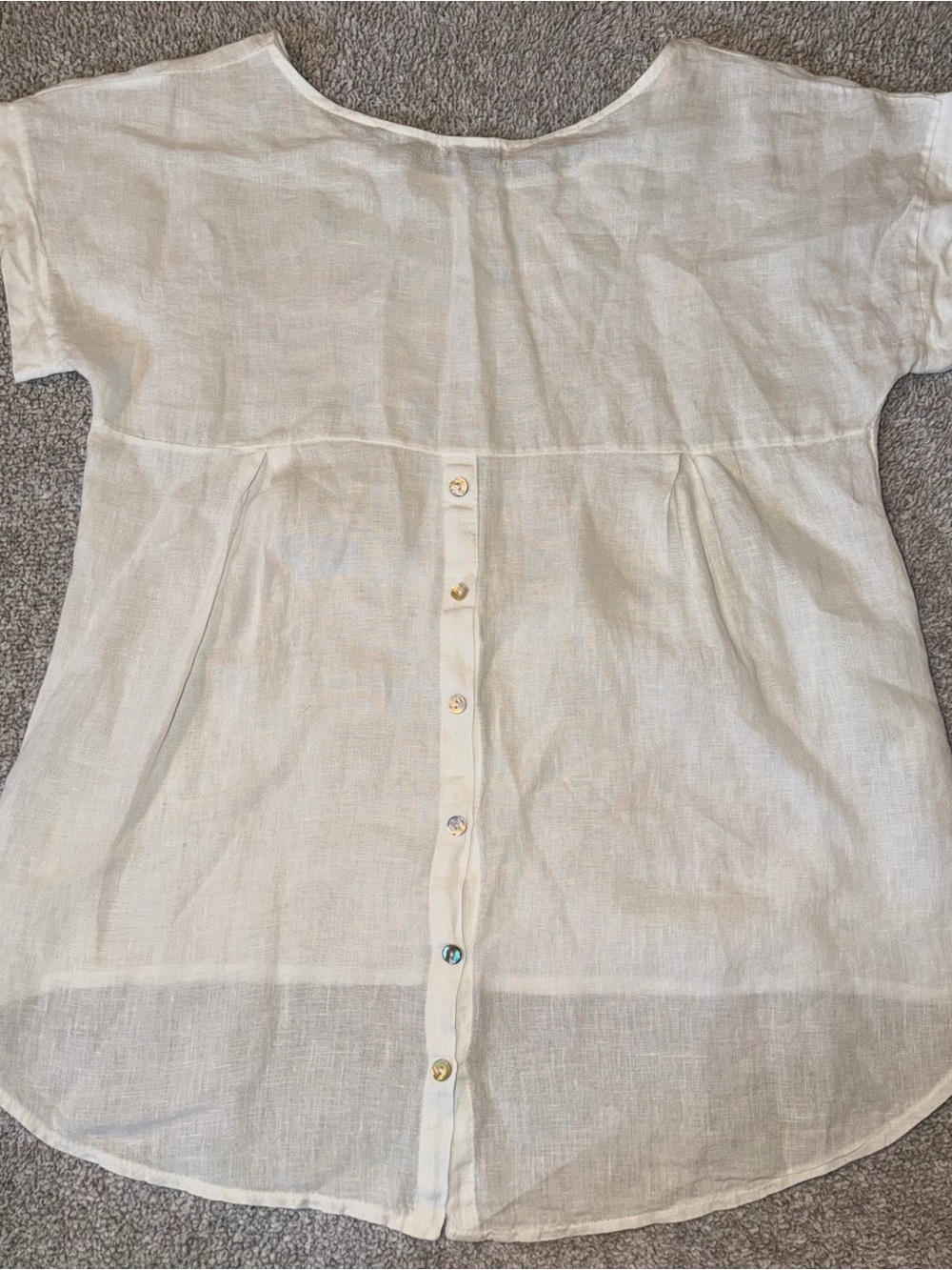 Terzo Millennio Italy 100% Linen White High Low Button Back Top S Lagenlook